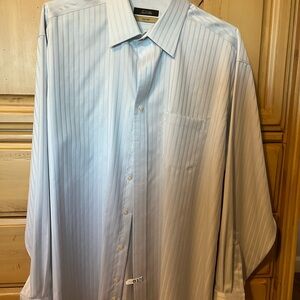 Tasso Elba Sky Blue Striped Dress Shirt